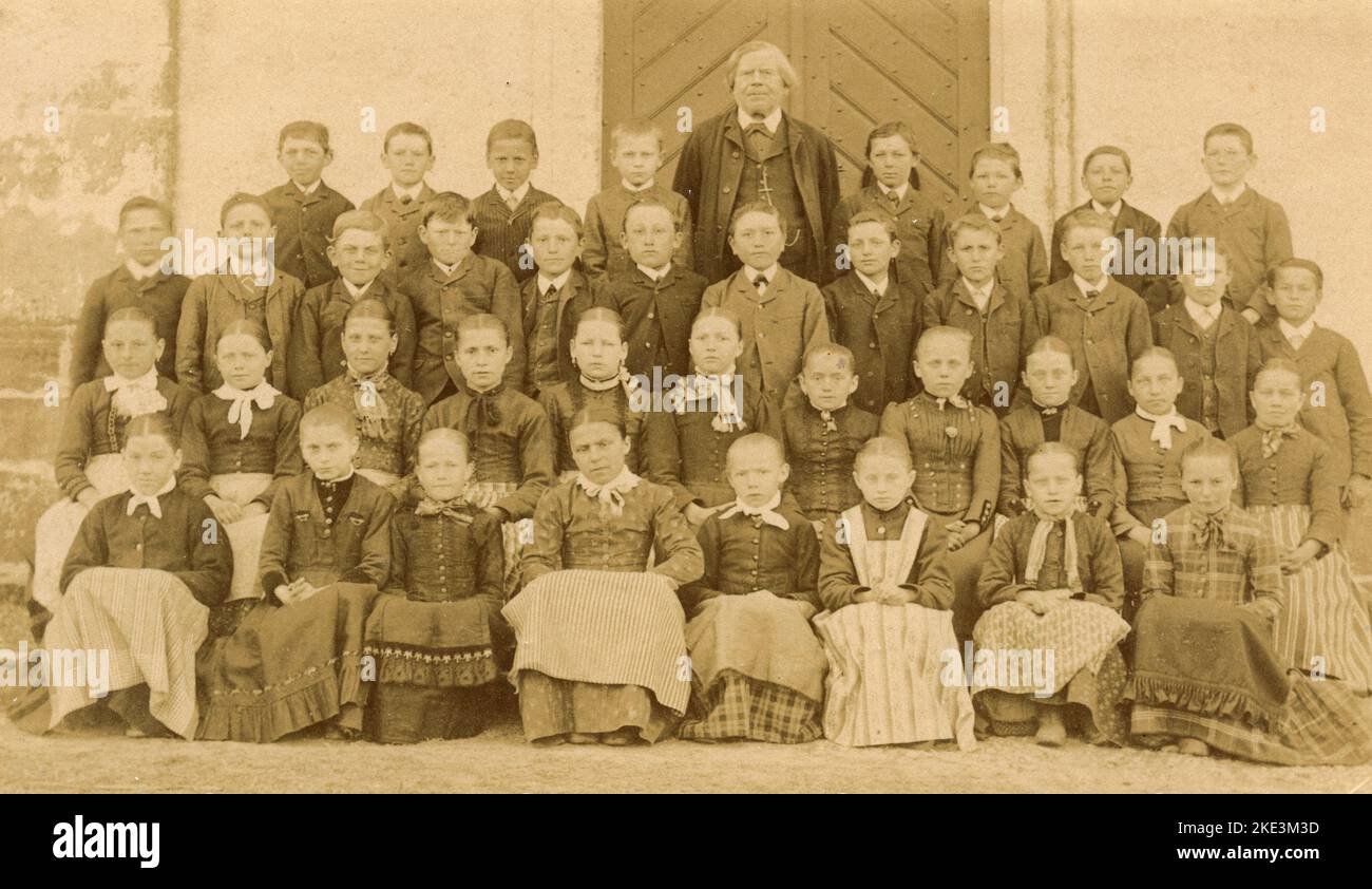 Class photo with pupils from the elementary school, Germany 1880s Stock Photo Alamy