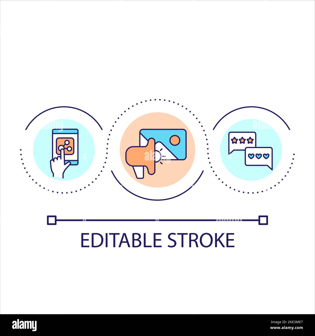 Interaction with content loop concept icon Stock Vector