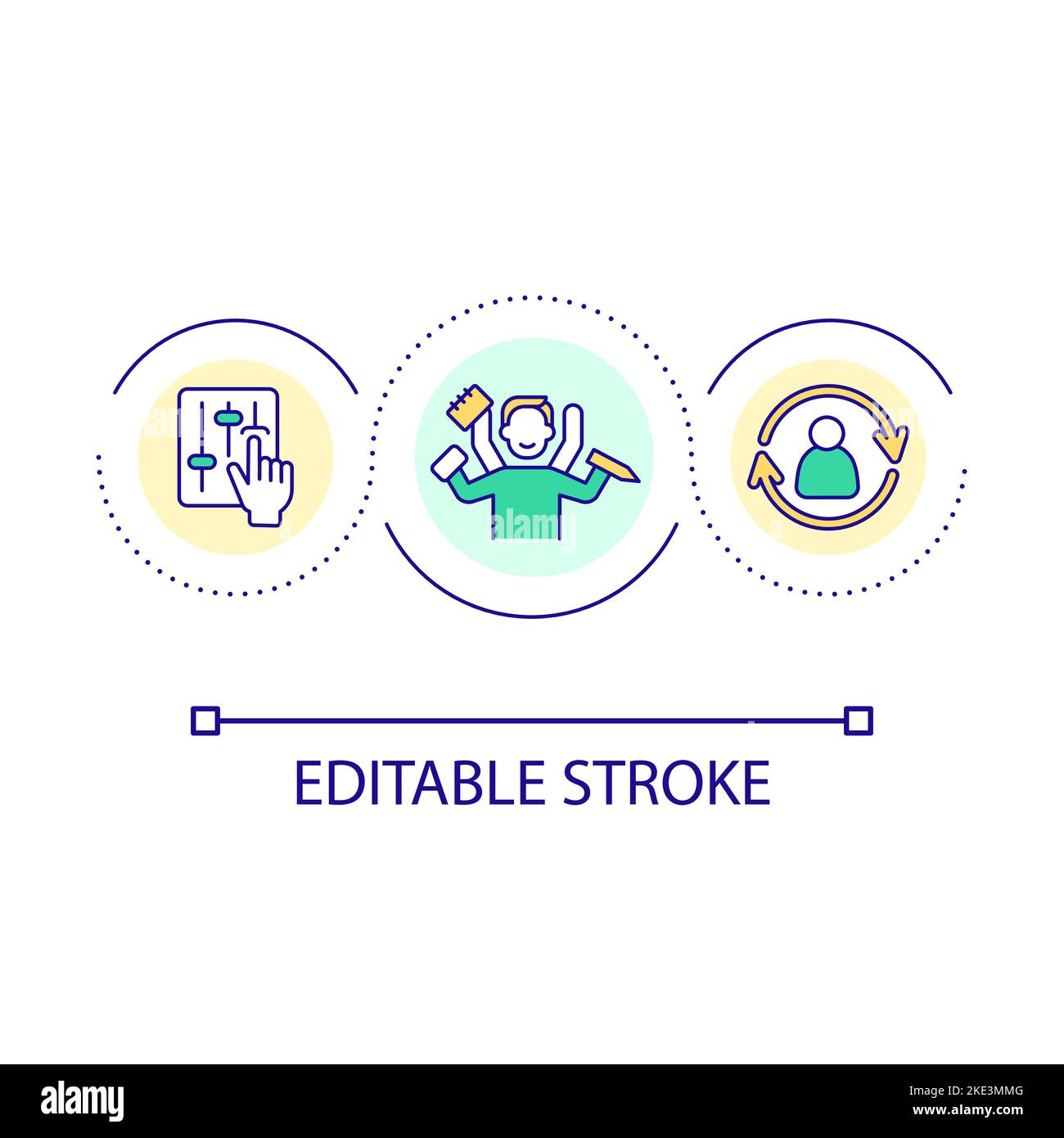 Multitasking skill loop concept icon Stock Vector