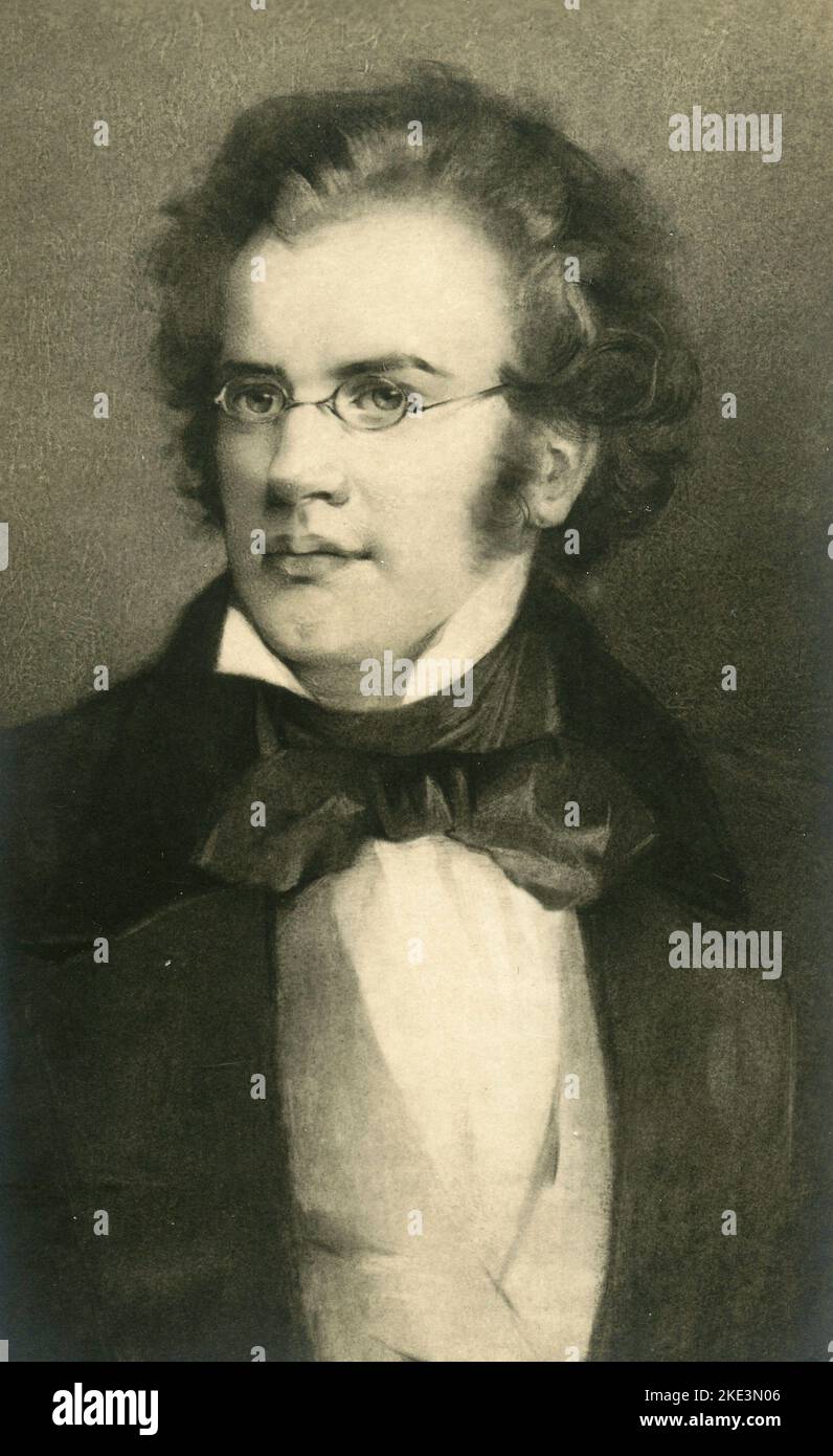 Portrait of Austrian composer Franz Schubert, 1800s Stock Photo
