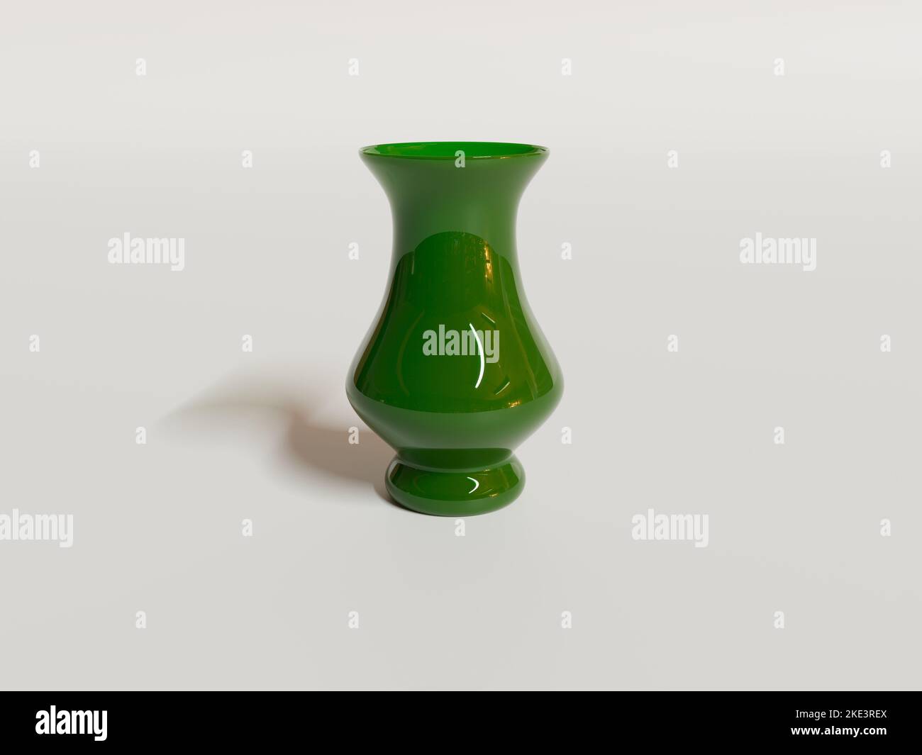 3D render green ceramic flower vase isolated on white background