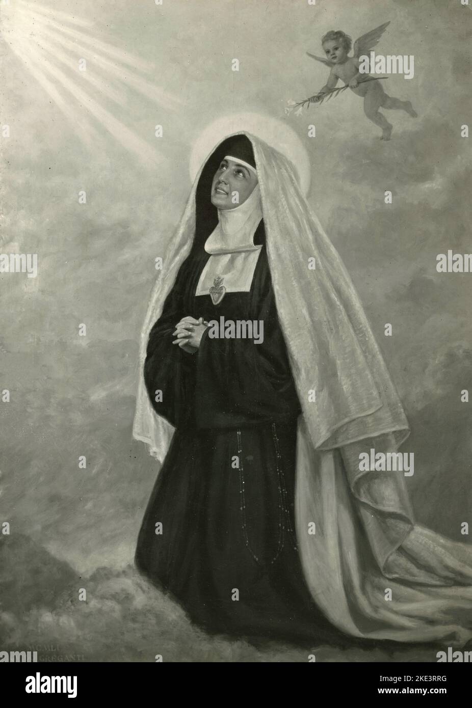 Portrait of Saint Rafaela Porras Ayllon AKA Mary of the Sacred Heart of Jesus, painting by Italian artist Guido Greganti, Italy 1952 Stock Photo