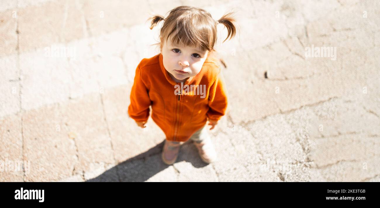 Portrait of a daughter with pigtails Stock Photo