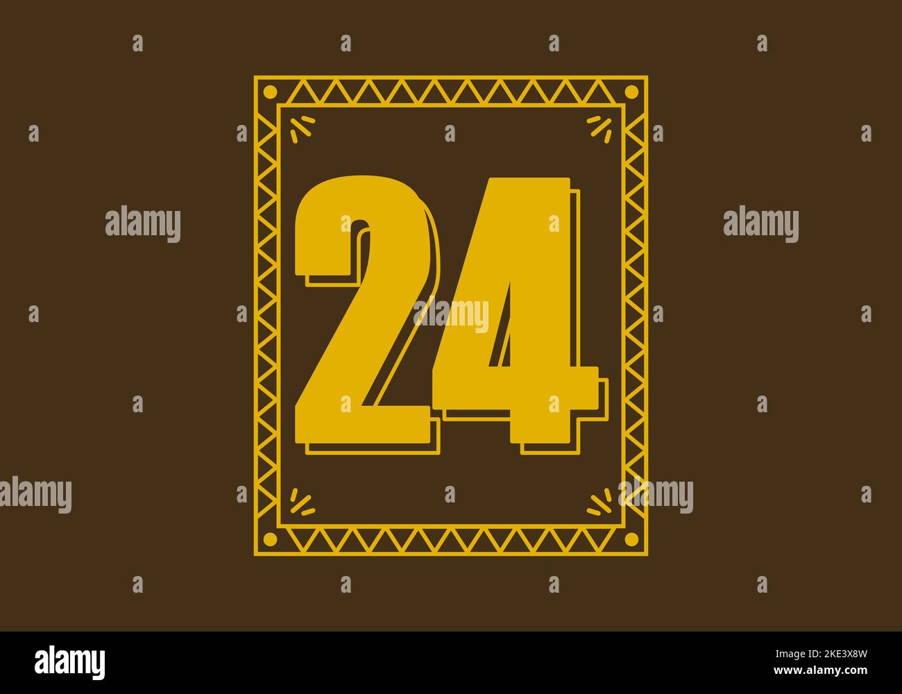 Isolated Golden Number 24 Frame Neon Stock Illustration 1205796625