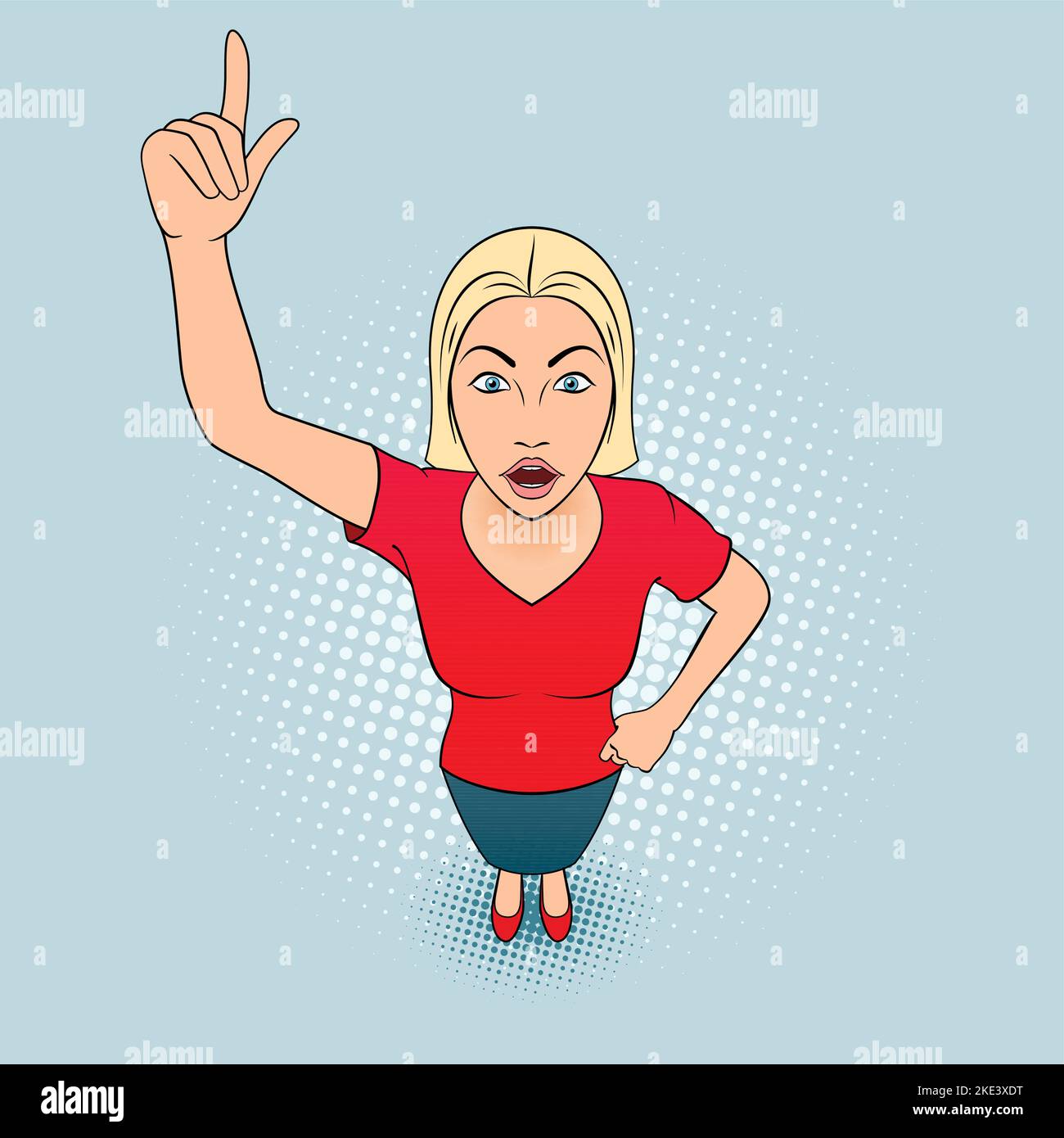Illustration of a Young Woman Pointing Her Finger Up Stock Vector Image ...