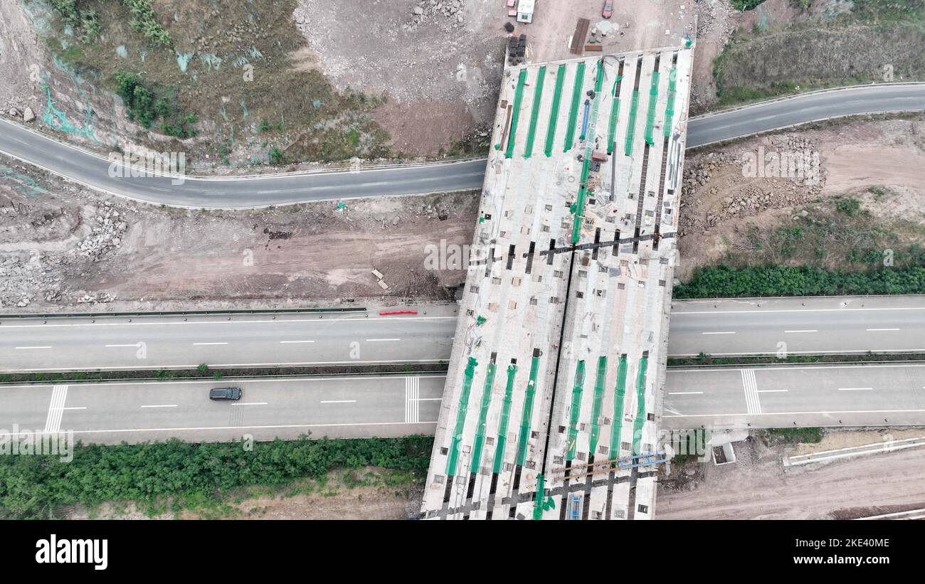 CHONGQING, CHINA NOVEMBER 10, 2022 Aerial photo shows the roadbed