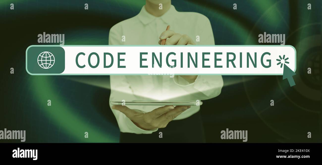 Hand writing sign Code Engineering. Internet Concept application of engineering to the development of software Stock Photo