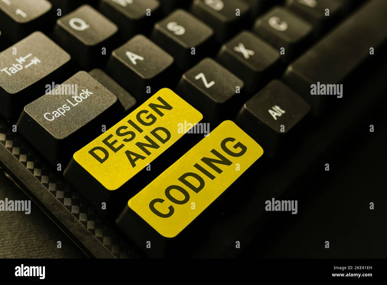 Text caption presenting Design And Coding. Concept meaning HTML and ...