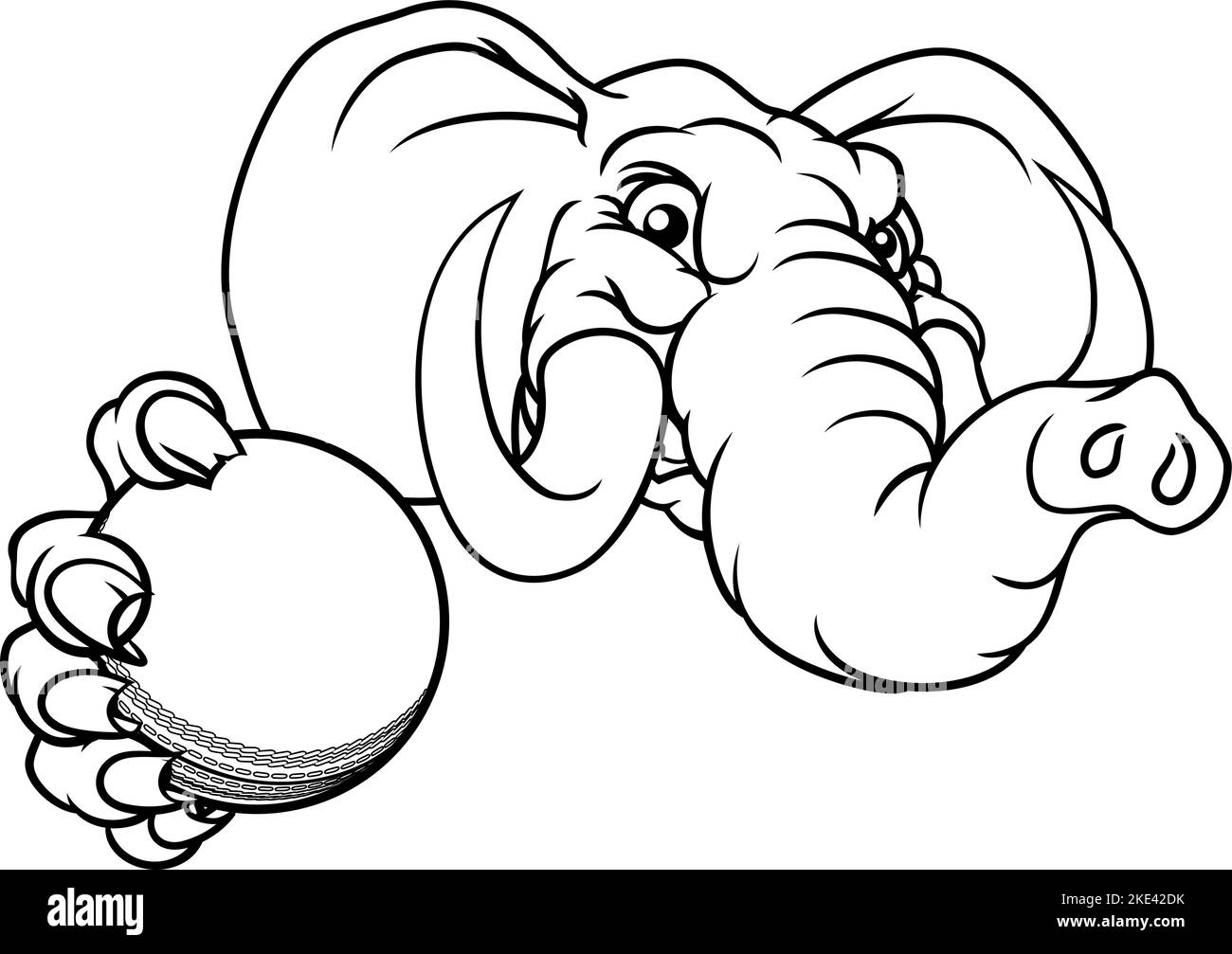 Elephant Cricket Ball Sports Animal Mascot Stock Vector