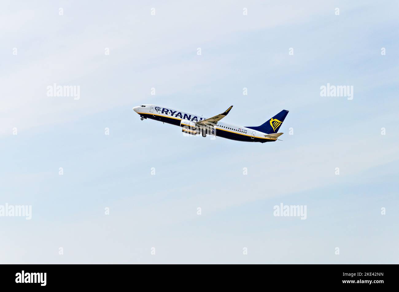Barcelona, Spain; May 21, 2022 Ryanair Boeing 737 8As plane, taking