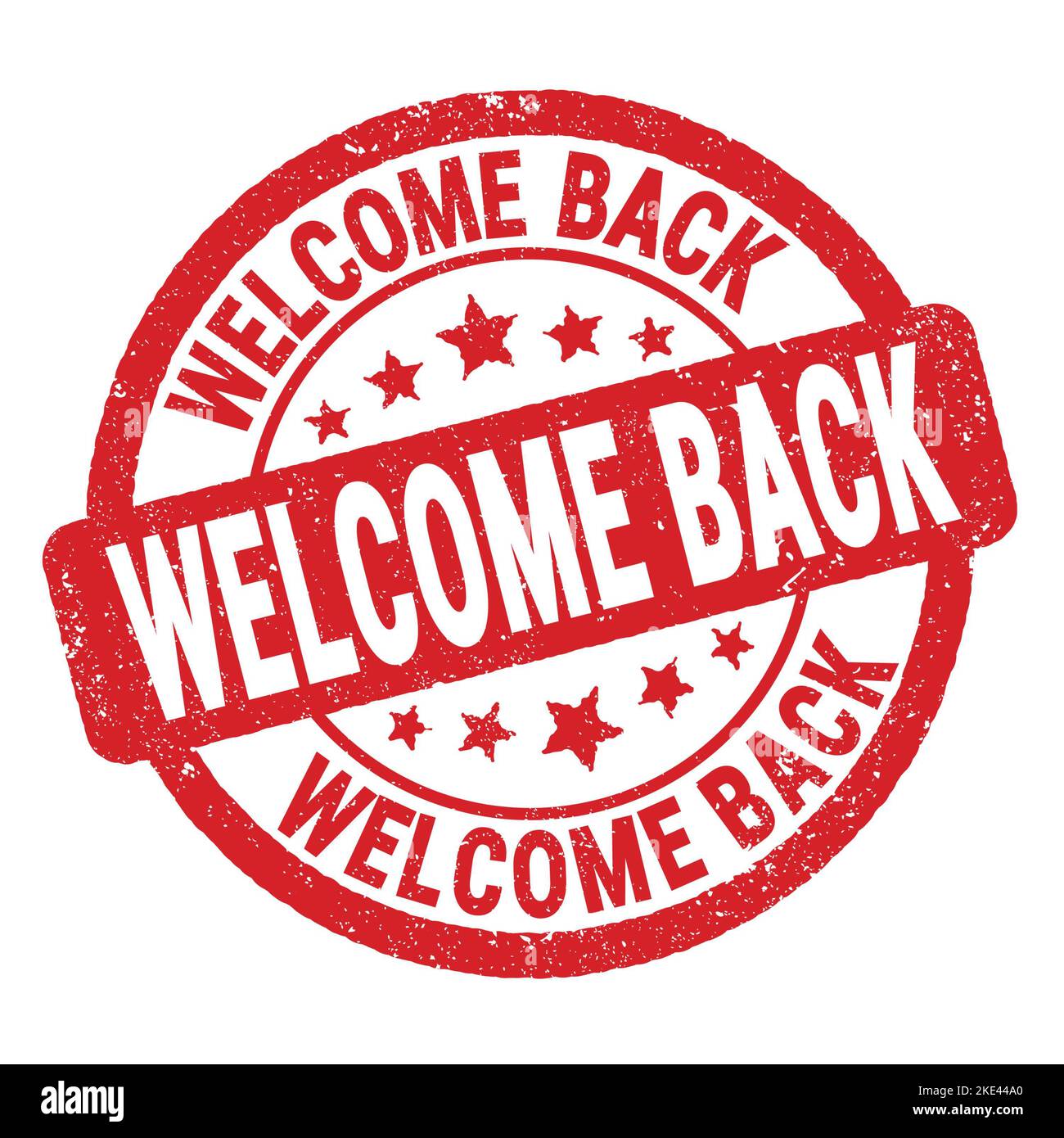 WELCOME BACK text written on red grungy stamp sign Stock Photo - Alamy