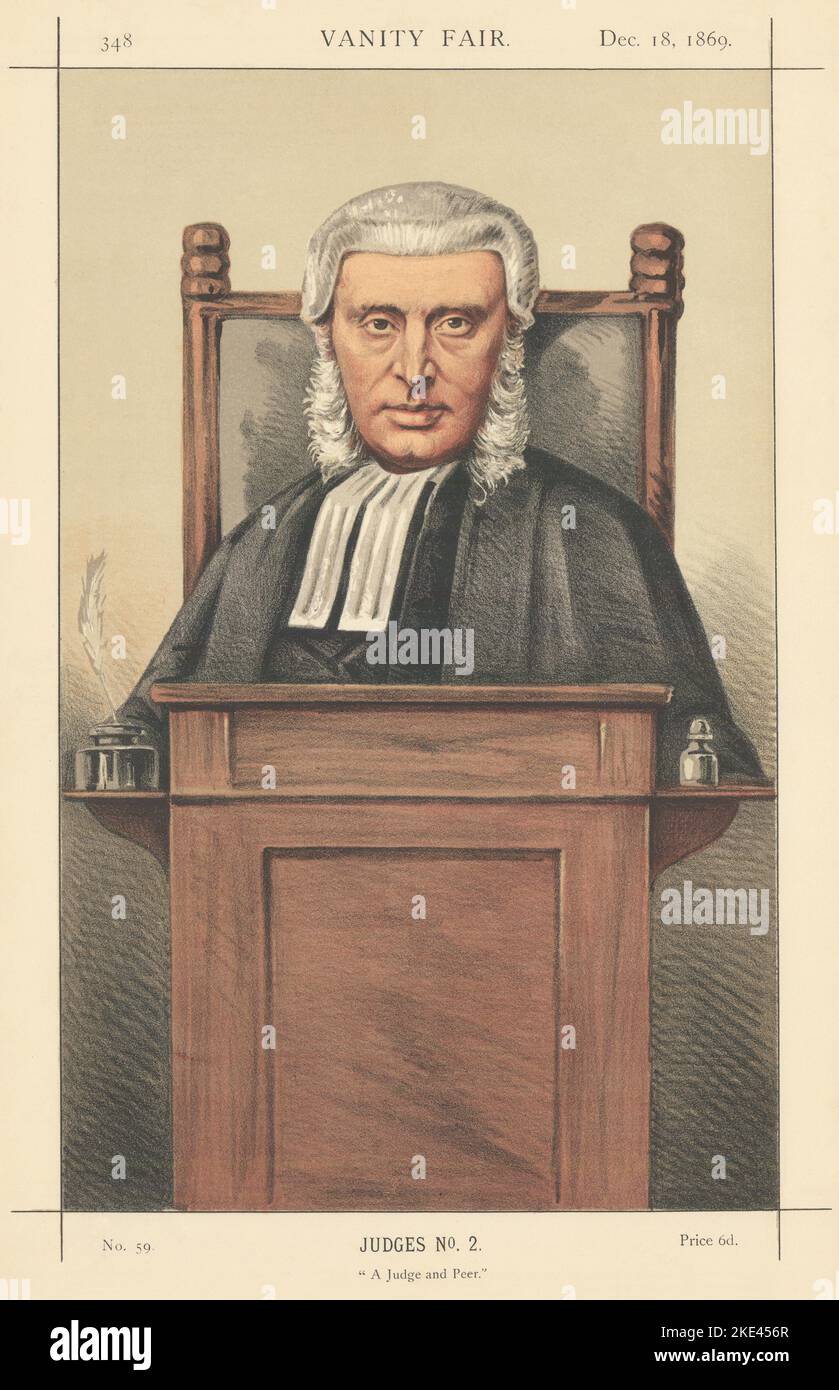 VANITY FAIR SPY CARTOON Lord Penzance 'A Judge & Peer'. Law. By Ape 1869 print Stock Photo