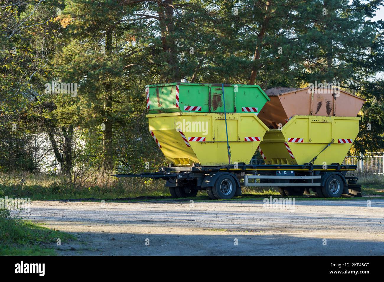 Debris container on a trailer of a truck Stock Photo