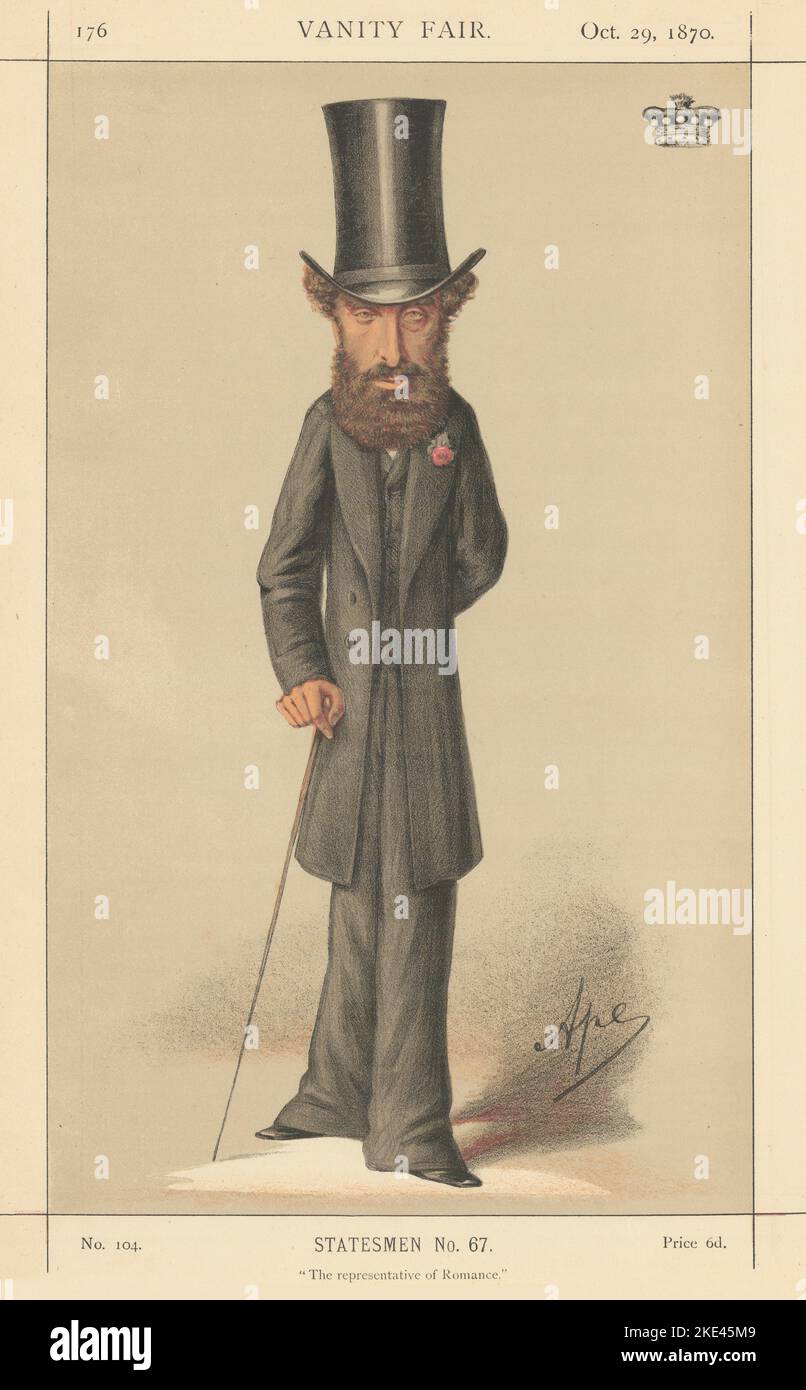 VANITY FAIR SPY CARTOON Lord Lytton 'The representative of Romance'. Ape 1870 Stock Photo