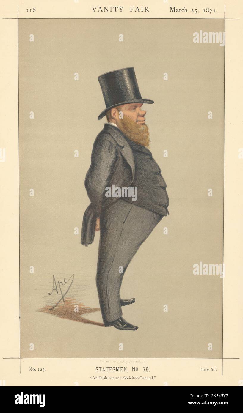 VANITY FAIR SPY CARTOON Richard Dowse 'An Irish wit & Solicitor-General' 1871 Stock Photo