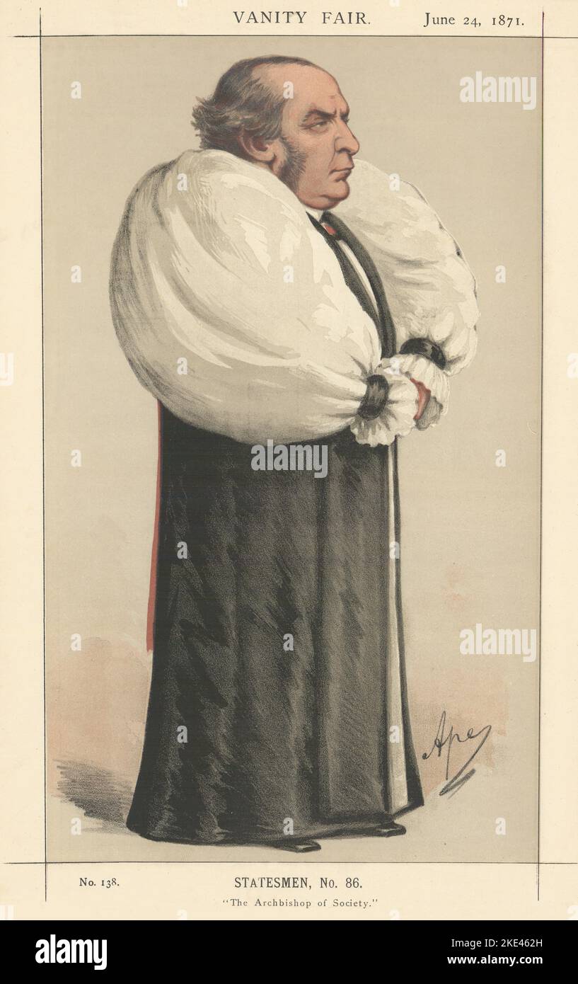 VANITY FAIR SPY CARTOON Dr Thomson 'The Archbishop of Society' By Ape 1871 Stock Photo