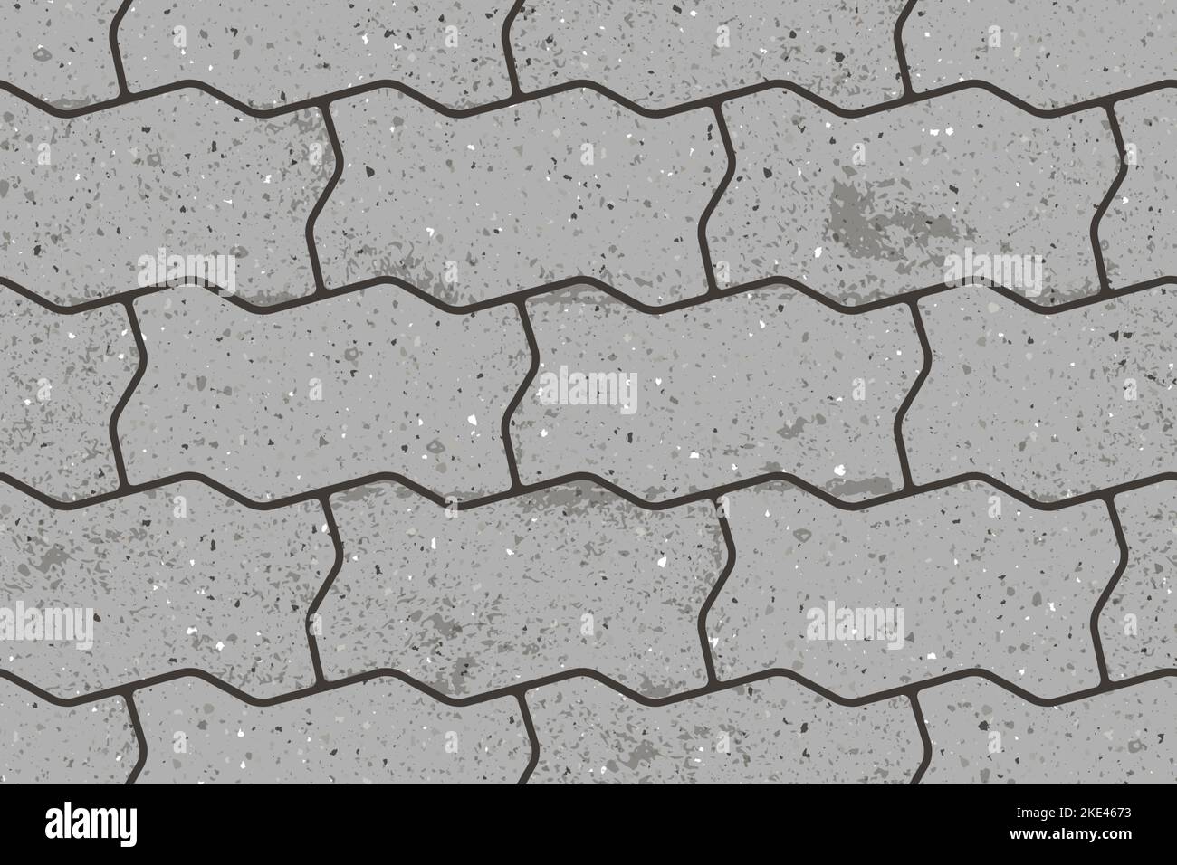 Seamless pattern of pavement with figured interlocking textured concrete bricks Stock Vector