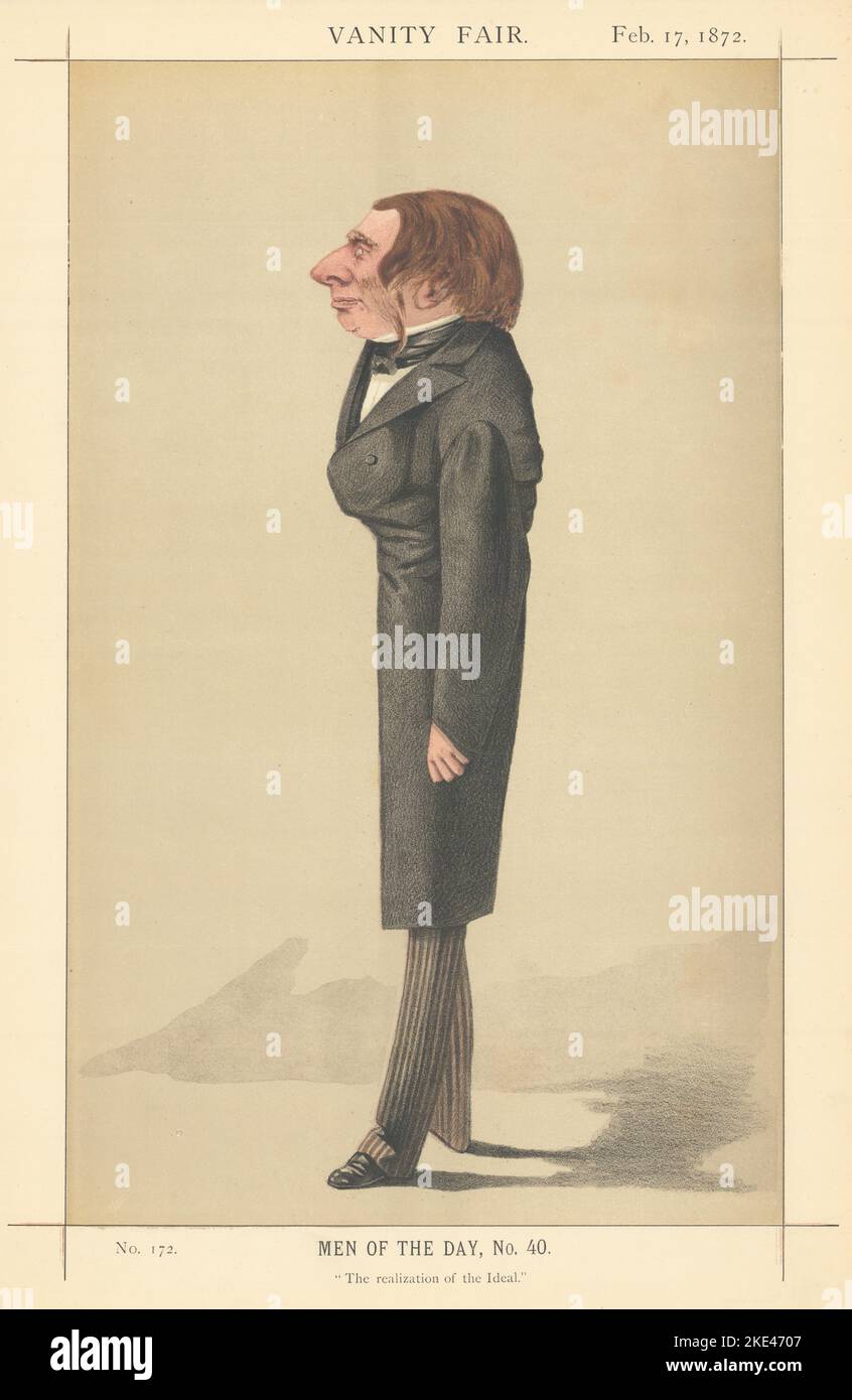 VANITY FAIR SPY CARTOON John Ruskin 'The realisation of the Ideal'. Writer 1872 Stock Photo