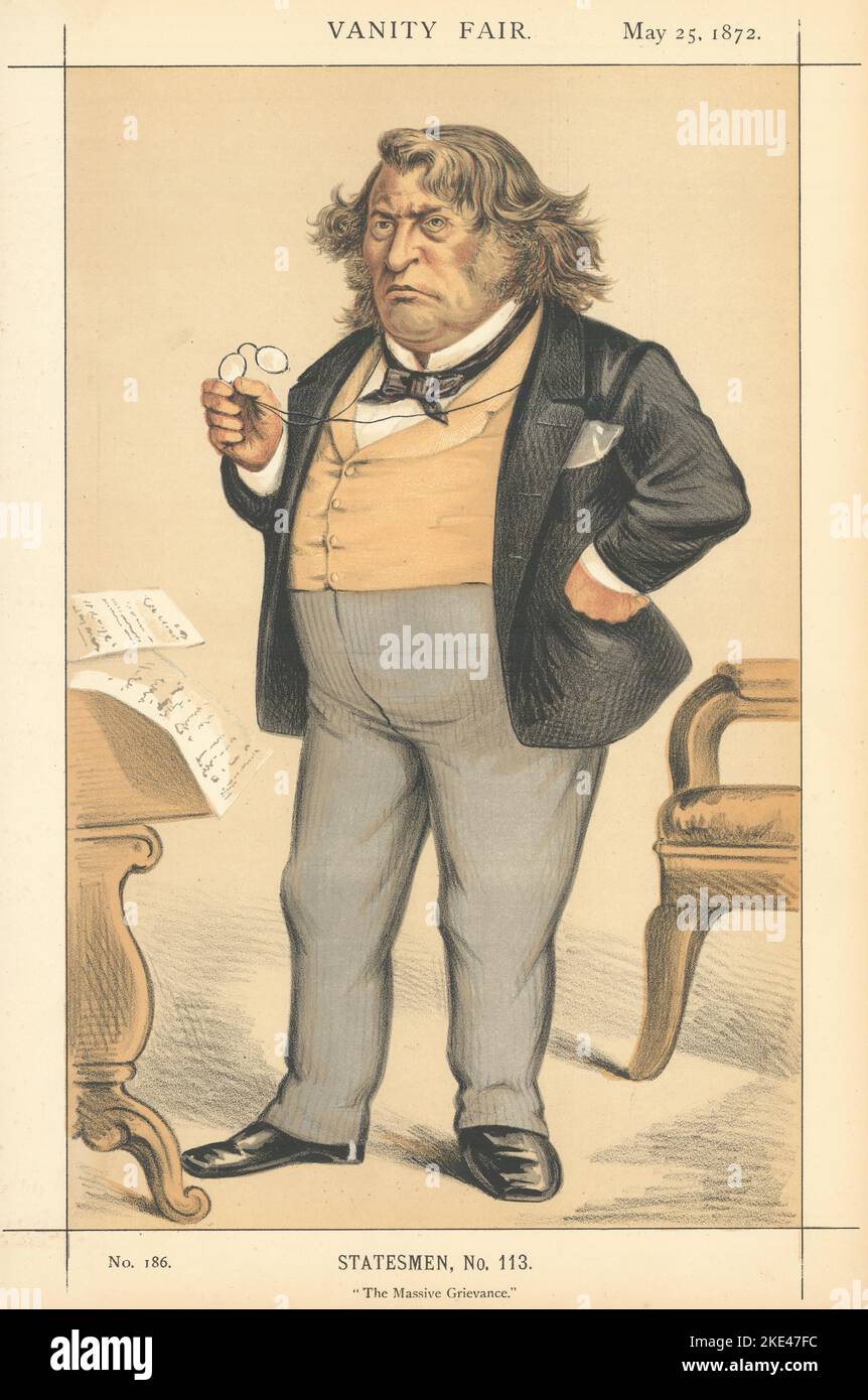 VANITY FAIR SPY CARTOON Charles Sumner, US Senator 'The Massive Grievance' 1872 Stock Photo