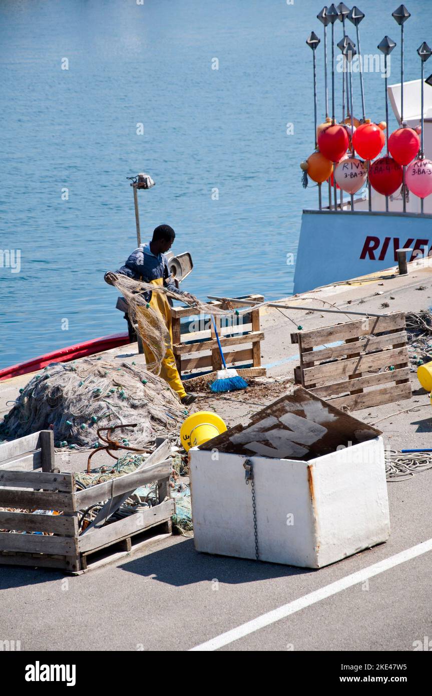 fishing port of Arenys de Mar, Maresme Coast, Barcelona, Spain Stock Photo