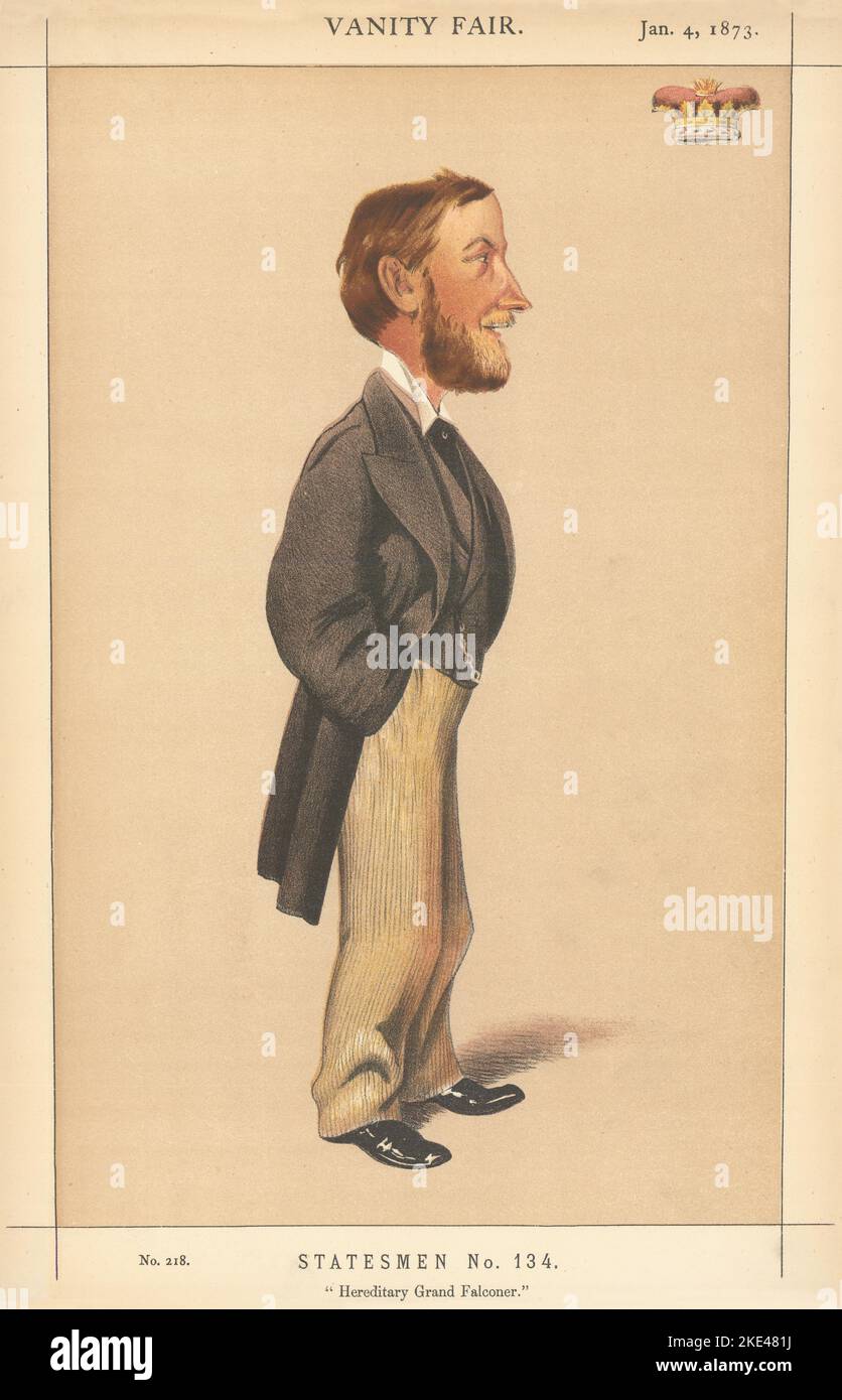 VANITY FAIR SPY CARTOON The Duke of St Albans 'Hereditary Grand Falconer' 1873 Stock Photo