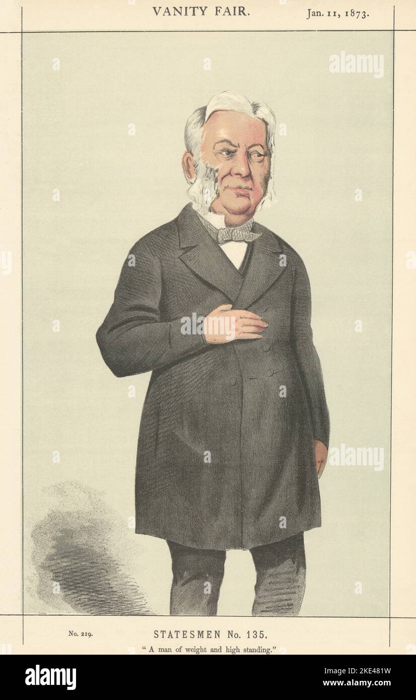 VANITY FAIR SPY CARTOON Robert Wigram Crawford 'A man of weight…' BoE 1873 Stock Photo