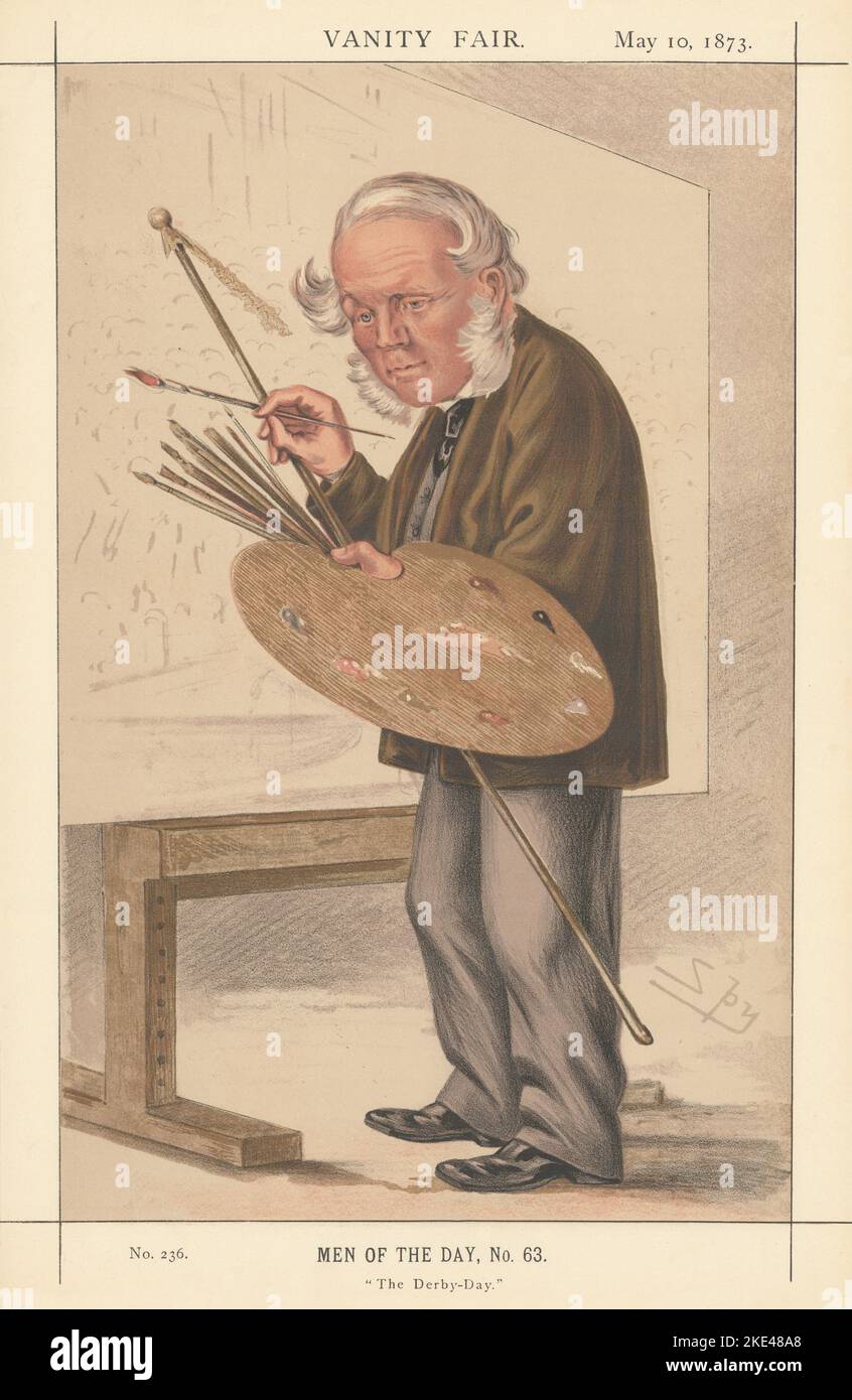 VANITY FAIR SPY CARTOON William Powell Frith RA 'The Derby-Day' Artist 1873 Stock Photo