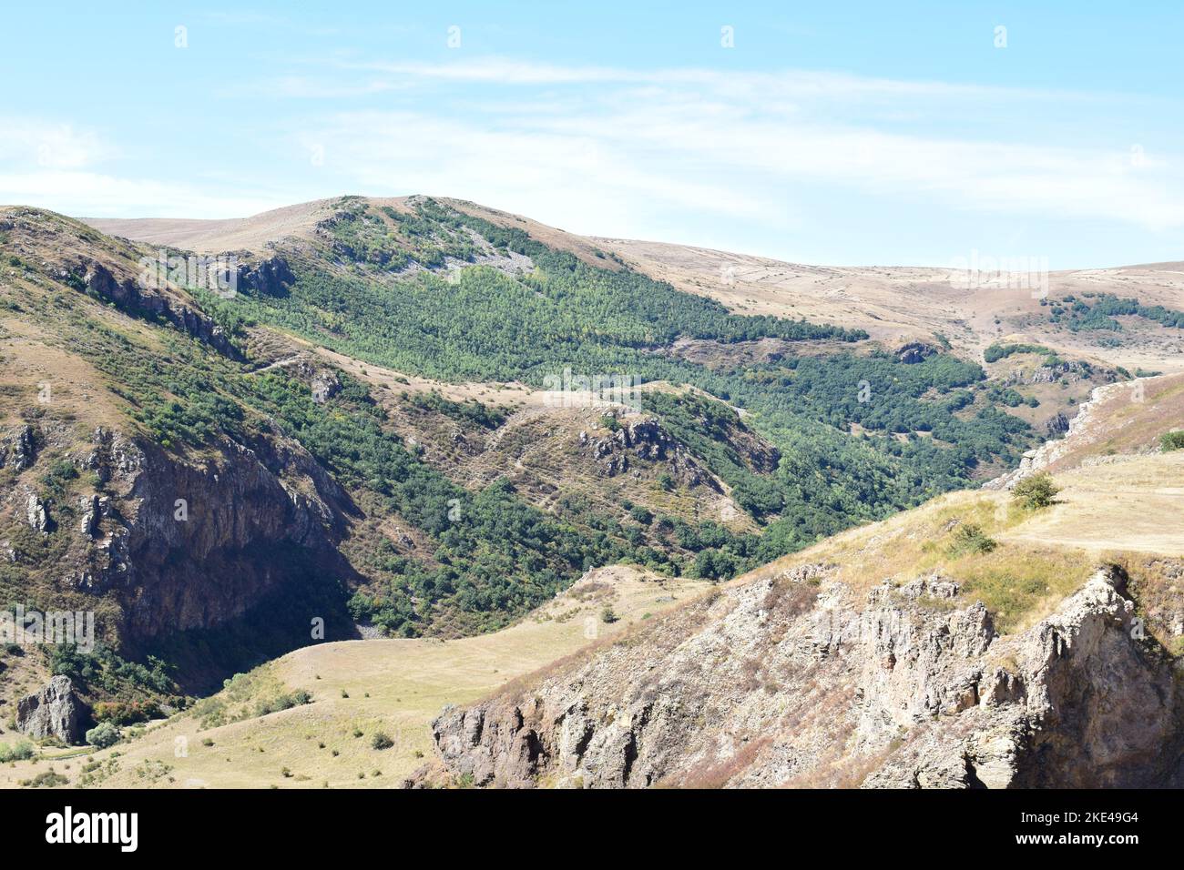 View of the rugged terrain in Ardahan province in the east of Turkey. Photo taken in September 2022. Stock Photo