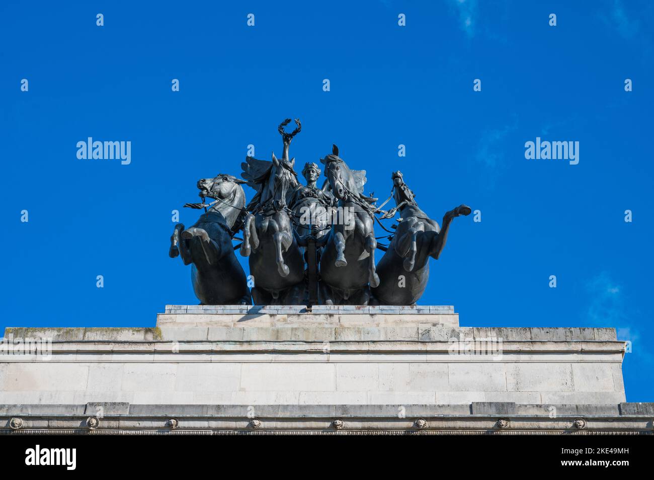 Bronze sculpture atop Wellington Arch, depicting the Angel of Peace on