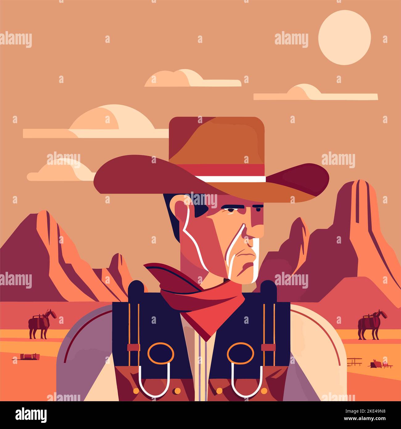 A colourful illustration of a handsome cowboy Stock Vector Image & Art ...