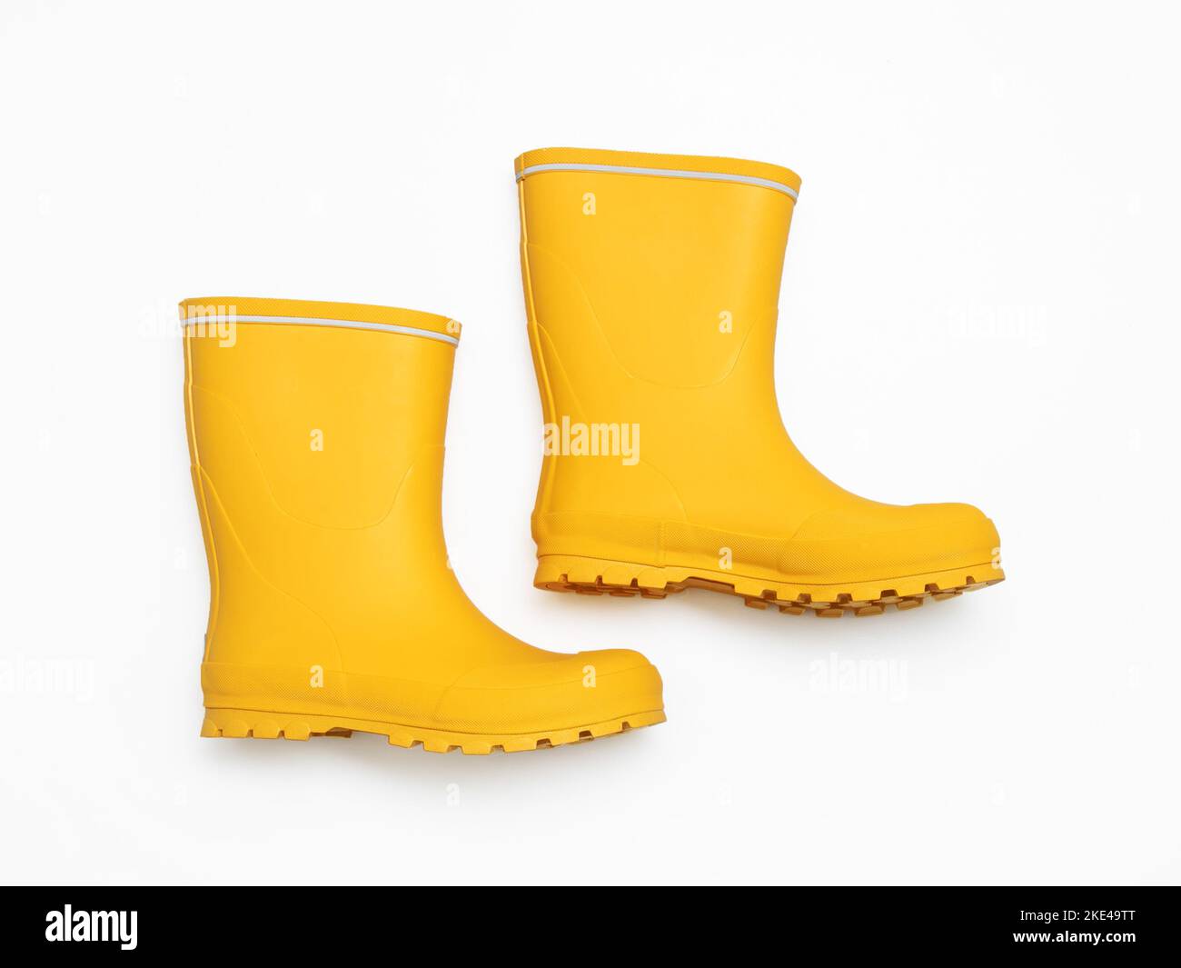 Yellow rubber boots isolated on white Stock Photo Alamy