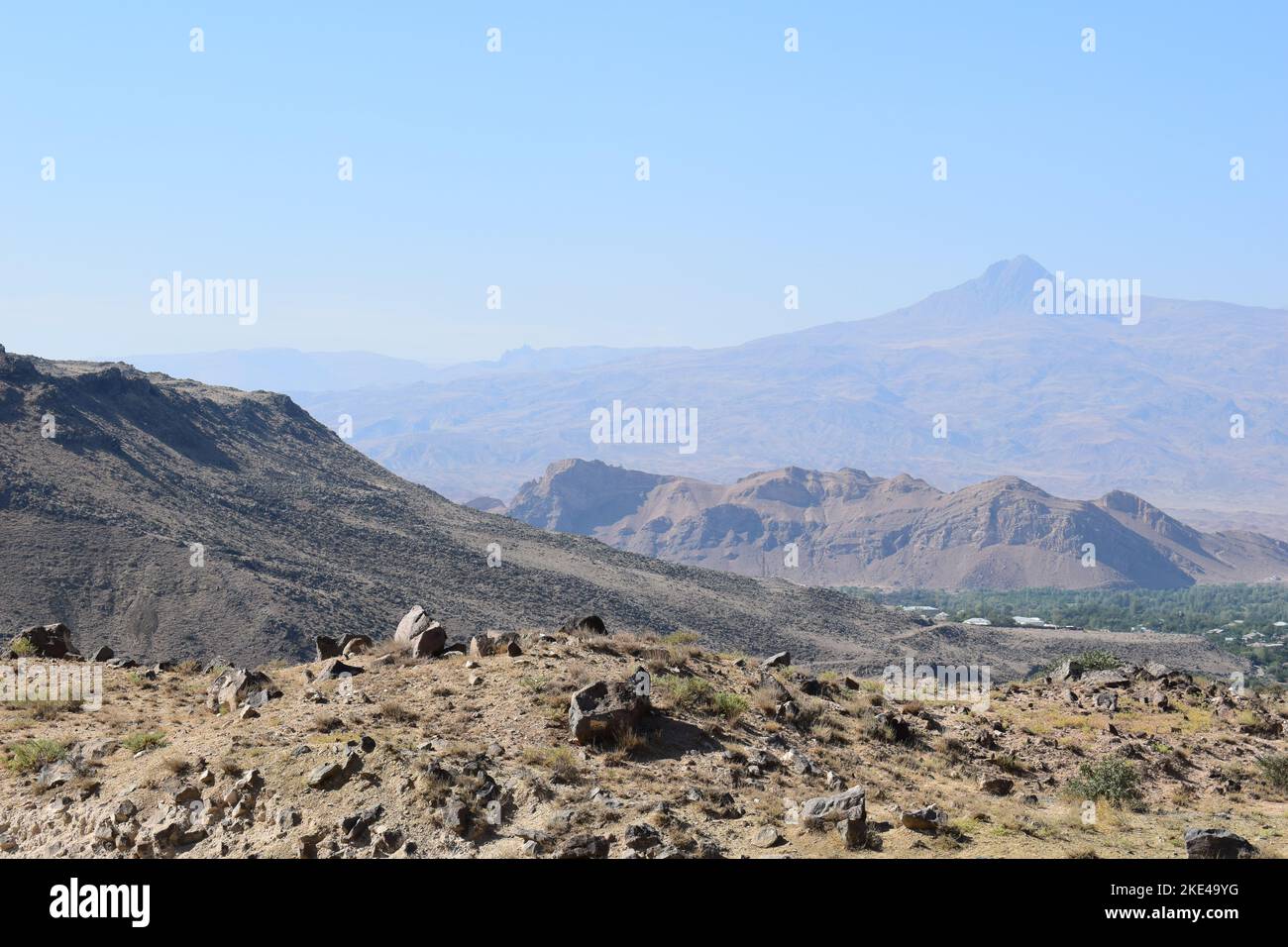 View of the rugged terrain around Kars and Igdir in the east of Turkey. Photo taken in September 2022. Stock Photo