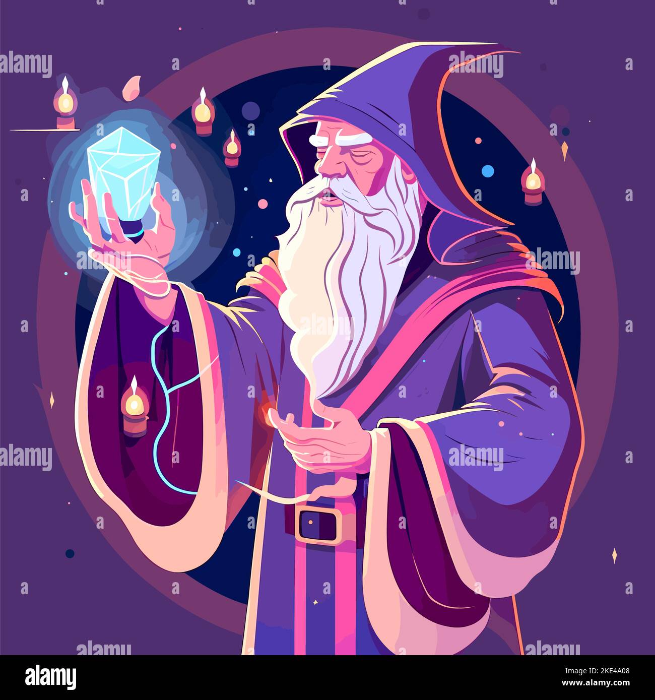 A Colourful Illustration Of A Wizard Casting A Magic Spell Stock Vector Image Art Alamy