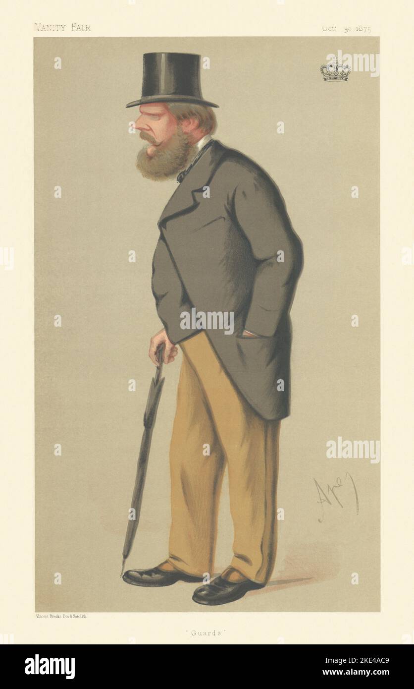 VANITY FAIR SPY CARTOON Prince Edward of Saxe-Weimar 'Guards' Royalty. Ape 1875 Stock Photo