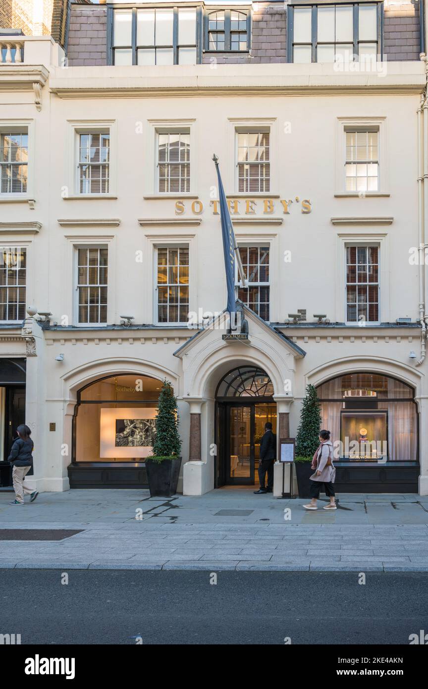 Exterior of Sotheby's Restaurant on New Bond Street, Mayfair, London