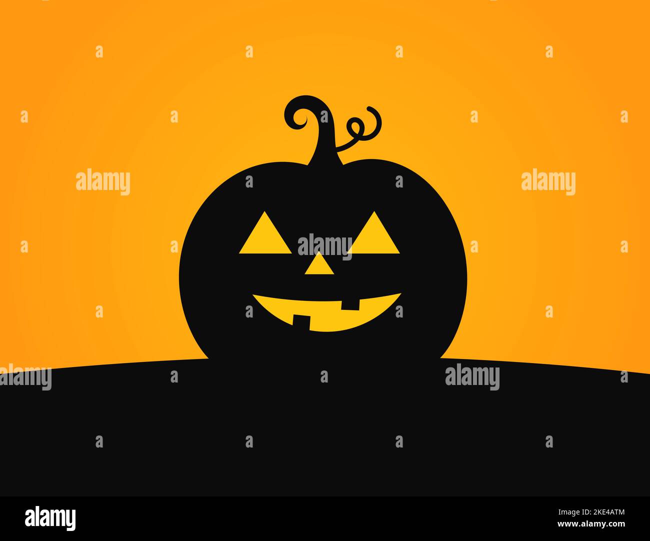 Halloween Jack O Lantern pumpkin orange background. Vector illustration ...