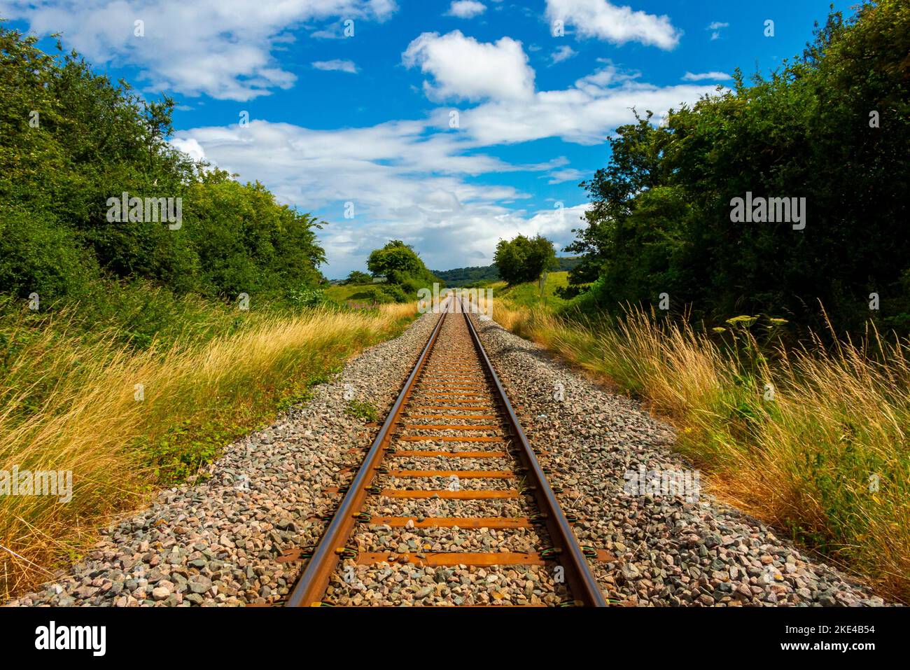 Single track railway near Danby on the Esk Valley Line which runs ...