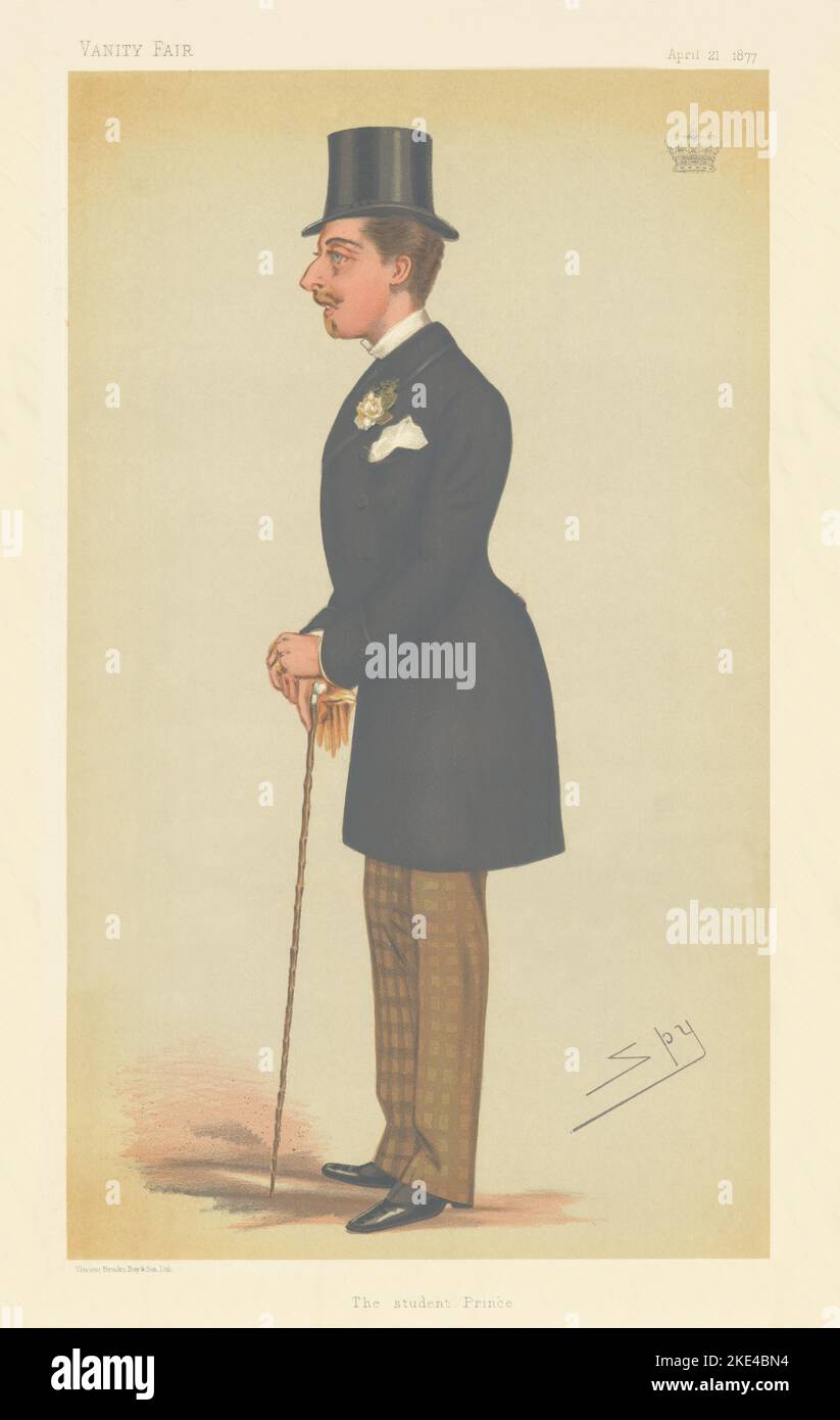 VANITY FAIR SPY CARTOON HRH Prince Leopold 'The student Prince' Royalty 1877 Stock Photo