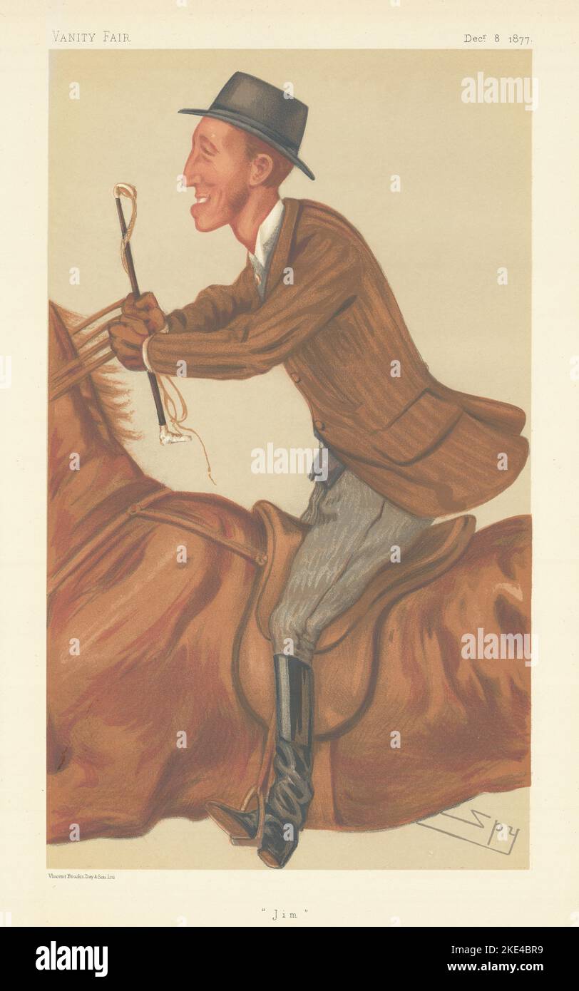 VANITY FAIR SPY CARTOON James Lowther 'Jim' Sport rider. Horse riding 1877 Stock Photo