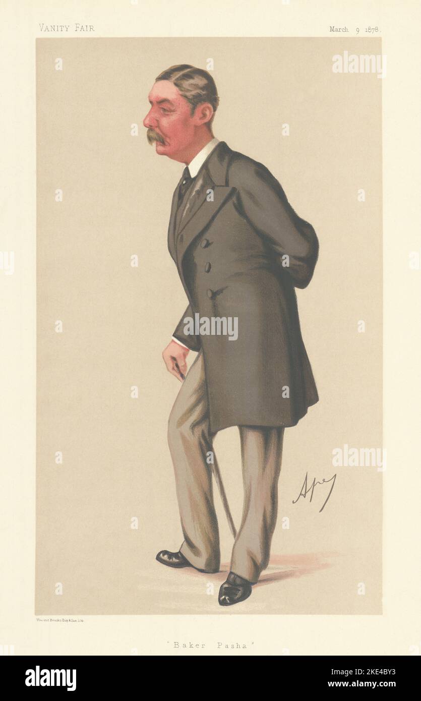 VANITY FAIR SPY CARTOON Lt-Gen Valentine Baker Pasha. Glos. By Ape 1878 print Stock Photo