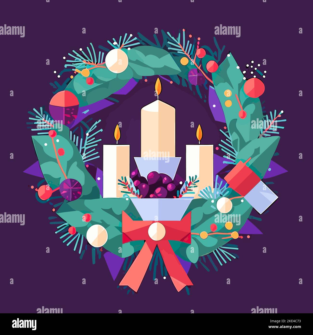 A colourful illustration of a Christmas advent wreath Stock Vector