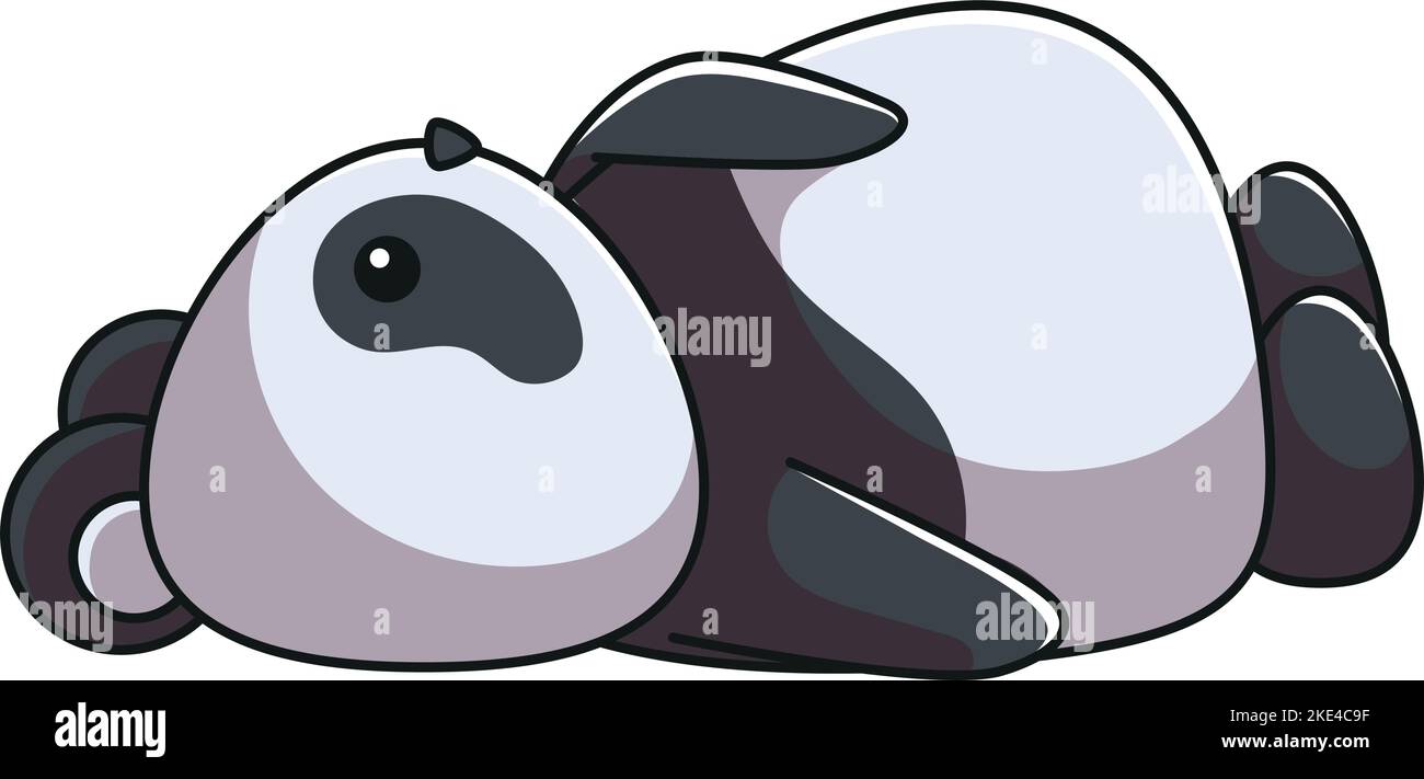 A cute cartoon panda lying isolated on white background Stock Vector