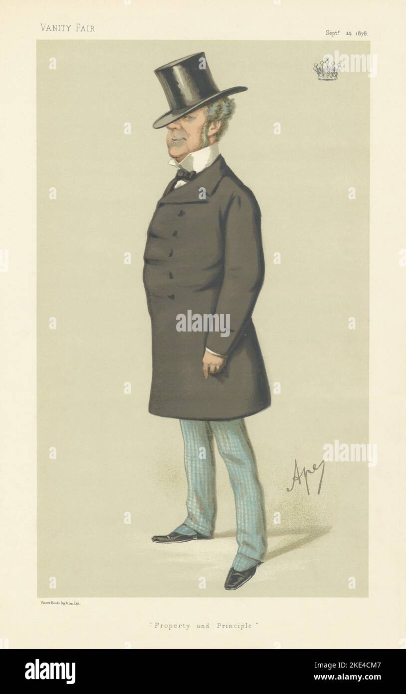 VANITY FAIR SPY CARTOON Earl Fitzwilliam 'Property & Principle' Business 1878 Stock Photo