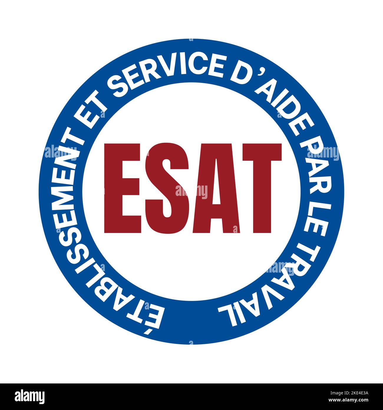 Establishment and service of help through work symbol icon called ESAT etablissement et service d'aide par le travail in French language Stock Photo