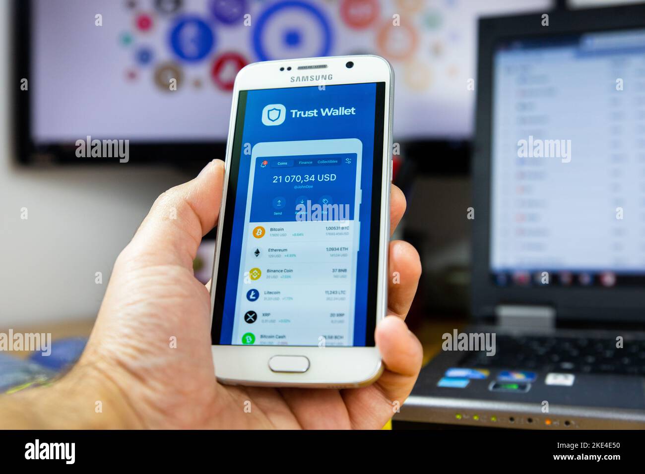 Belgrade, Serbia - November 08, 2022: Cryptocurrency Trust Wallet app with  Bitcoin, Ethereum, Binance coin, Litecoin on android smarphone screen. Bitc  Stock Photo - Alamy