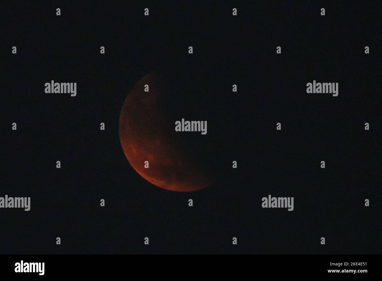 Kolkata, India. 08th Nov, 2022. The earth's shadow falls on the moon