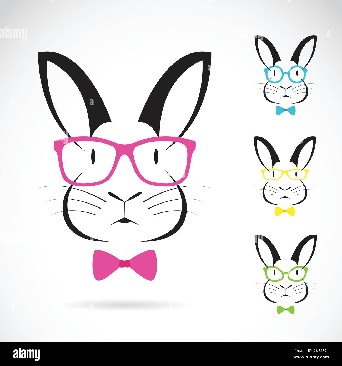 Vector image of a rabbits wear glasses on white background. Easy editable layered vector illustration. Wild Animals. Stock Vector