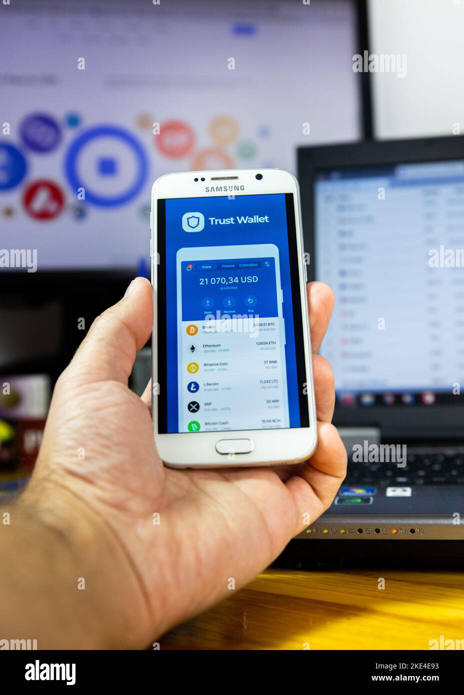 Belgrade, Serbia - November 08, 2022: Cryptocurrency Trust Wallet app with  Bitcoin, Ethereum, Binance coin, Litecoin on android smarphone screen. Bitc  Stock Photo - Alamy