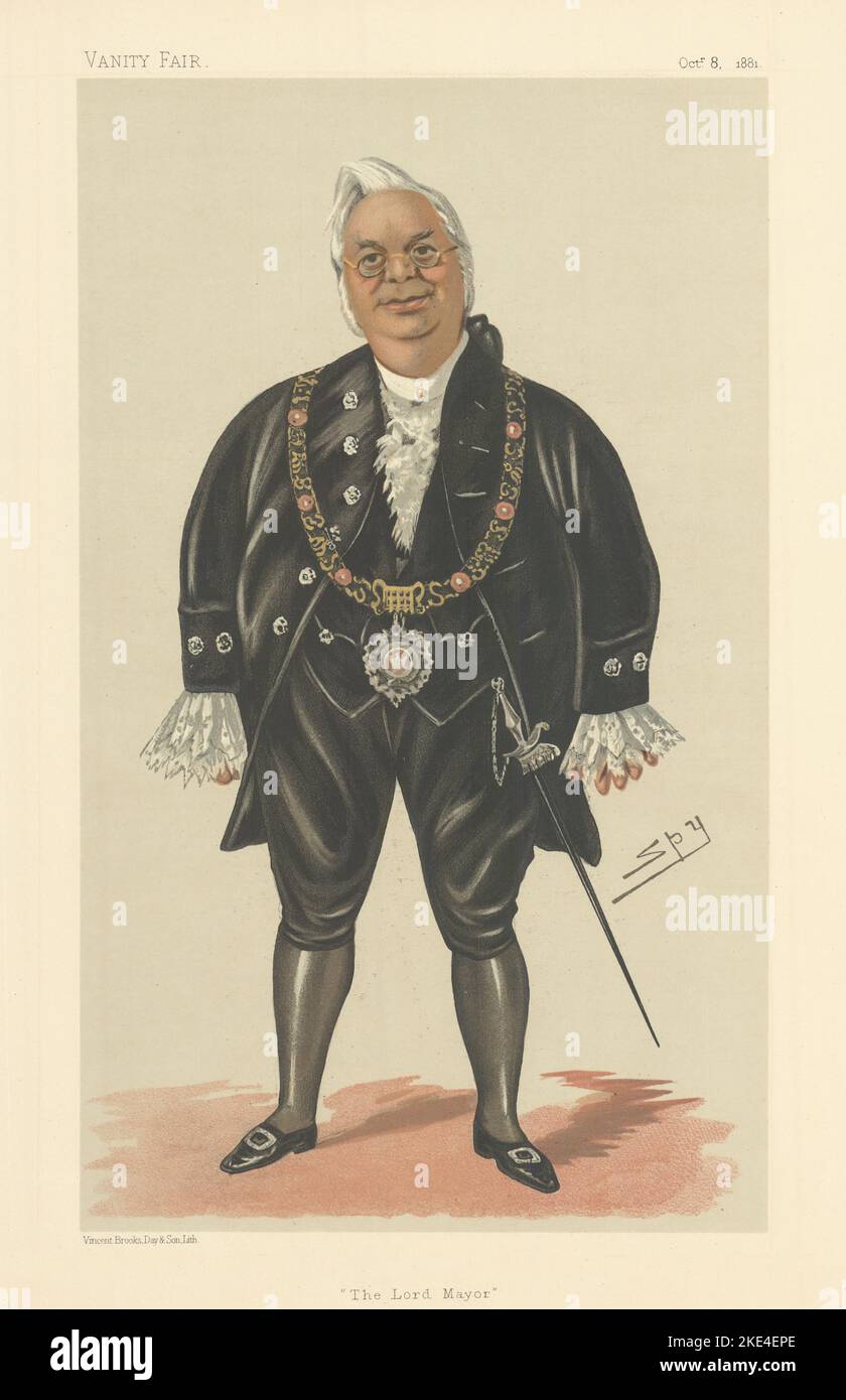 VANITY FAIR SPY CARTOON William McArthur, 'The Lord Mayor' of London 1881 Stock Photo