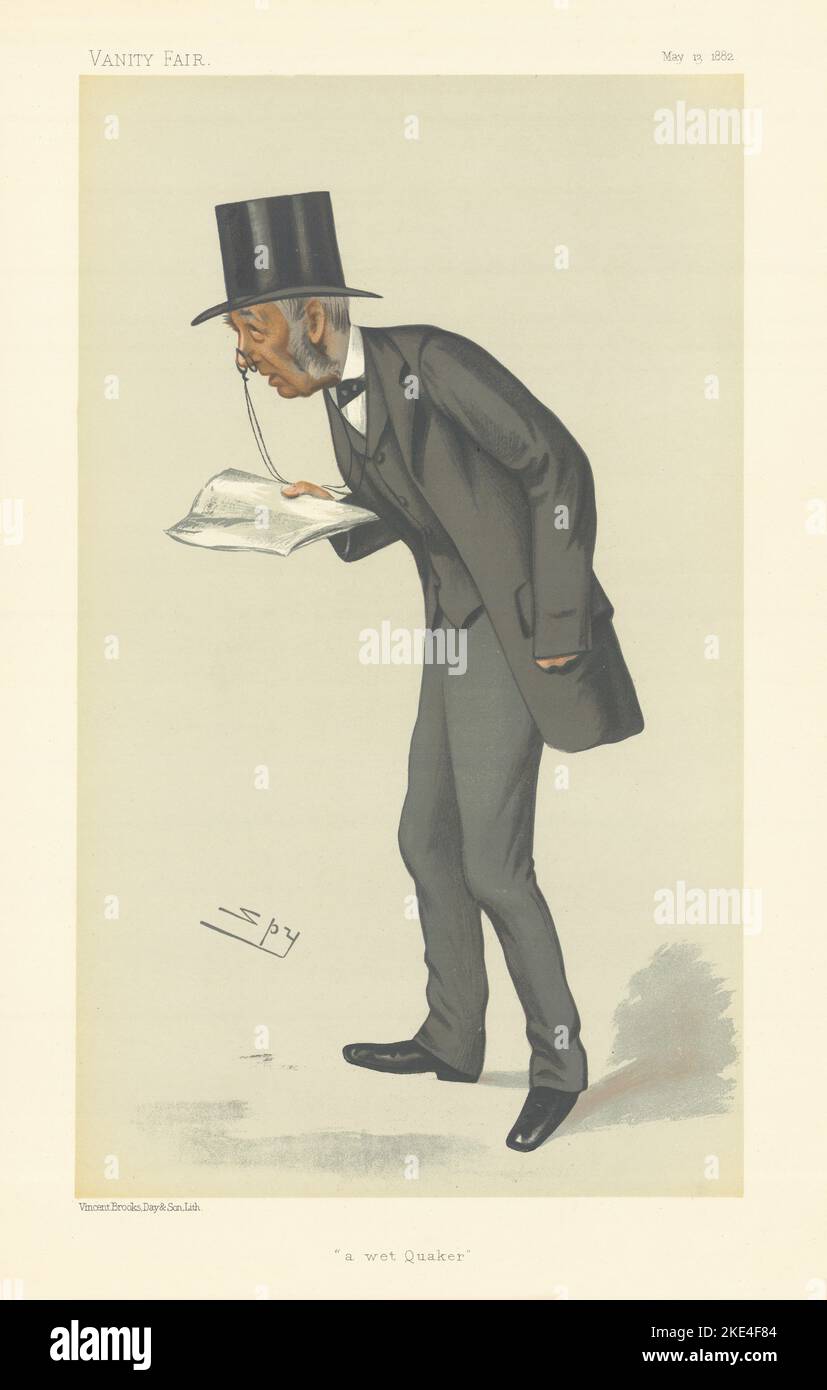 VANITY FAIR SPY CARTOON Lewis Llewelyn Dillwyn 'a wet Quaker' Wales 1882 print Stock Photo